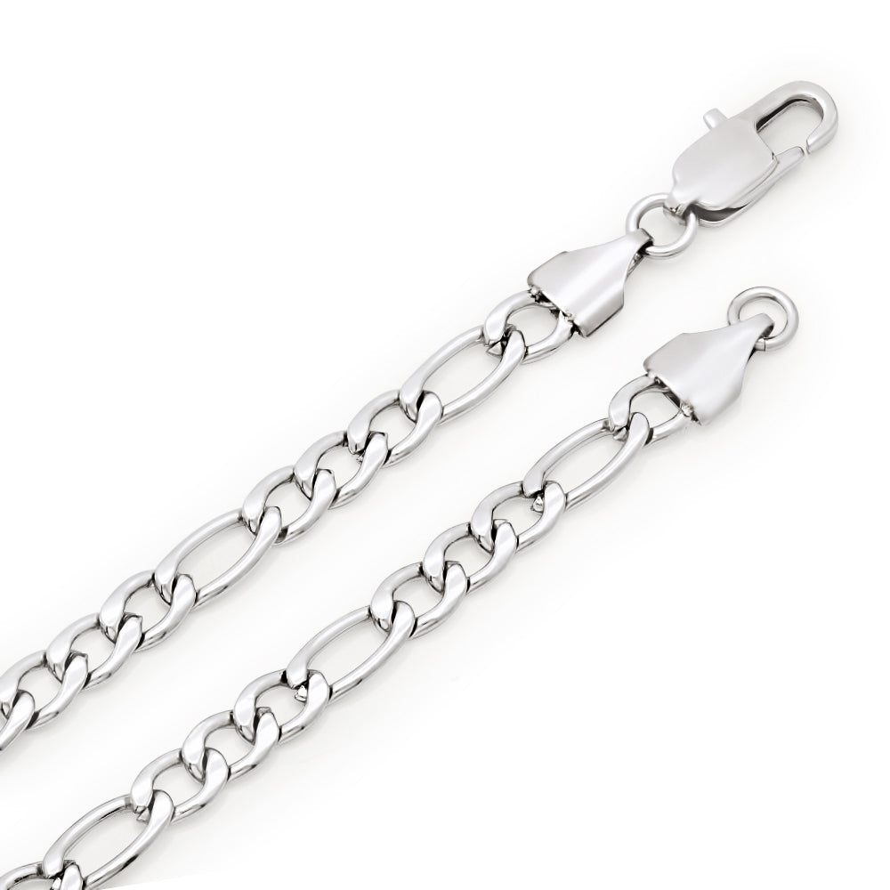 4.5mm High-Polished Stainless Steel Flat Figaro Chain Necklace