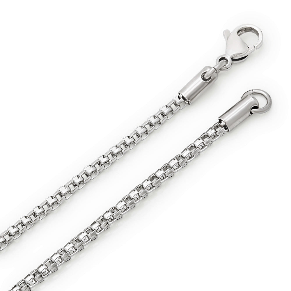 2.5mm High-Polished Stainless Steel Round Popcorn Chain Necklace