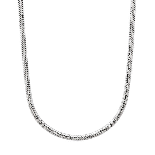 2mm High-Polished Stainless Steel Round Snake Chain Necklace