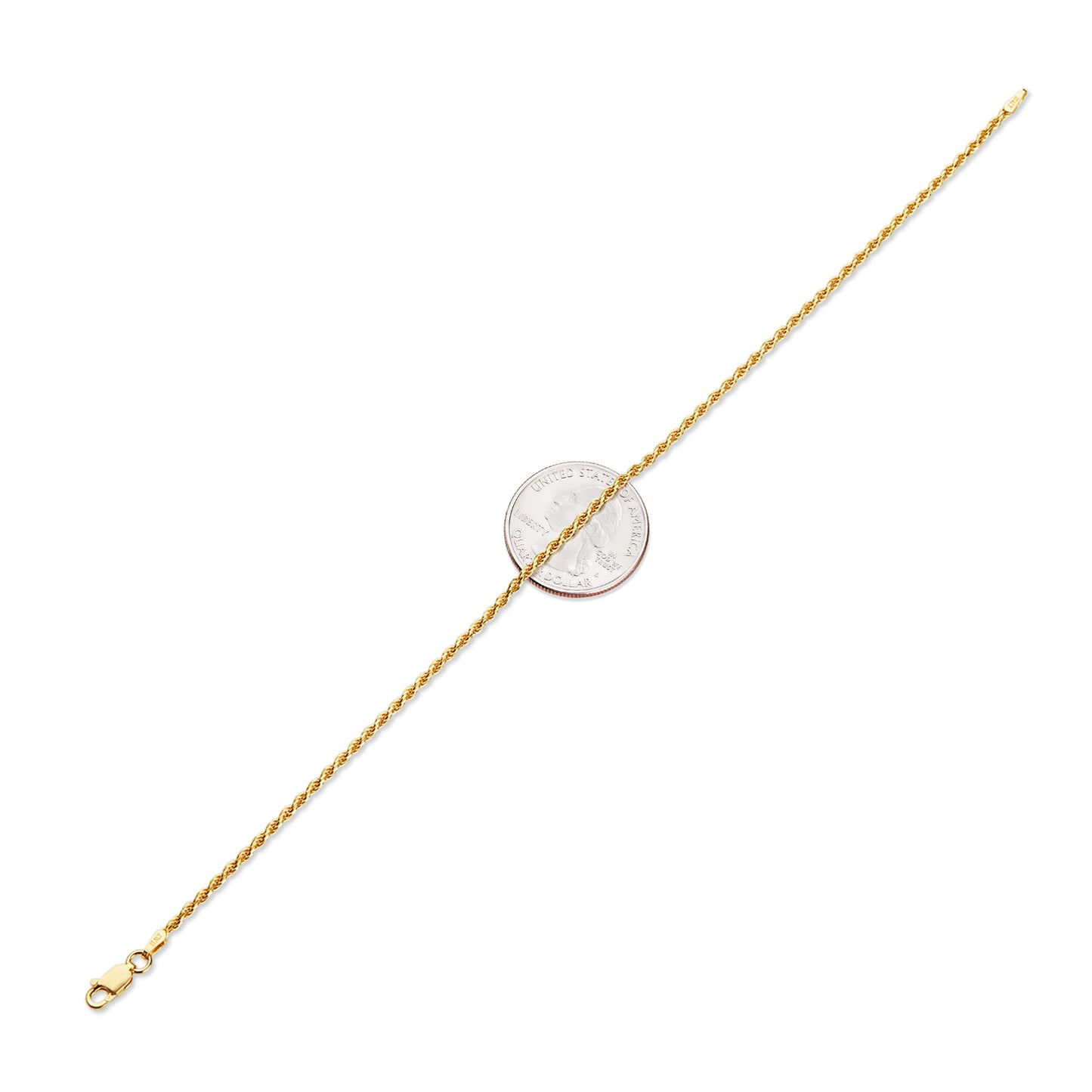 2mm Diamond-Cut Gold Plated Silver Twisted Rope Chain Bracelet