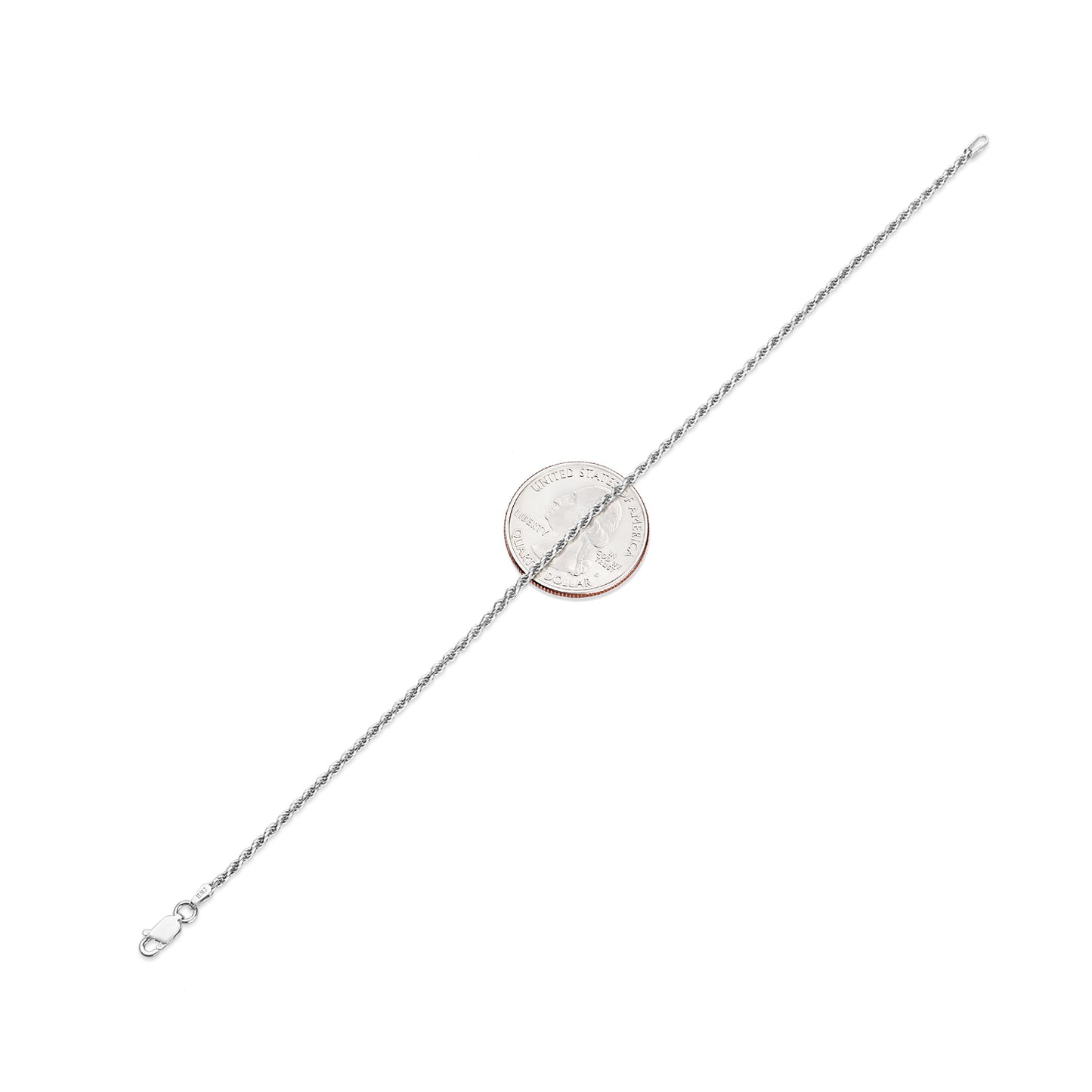 2mm-3mm Solid .925 Sterling Silver Diamond-Cut Twisted Rope Chain Anklet 9 -10" Made in Italy (SKU: ROPE-ANKLETS-GIRLS)