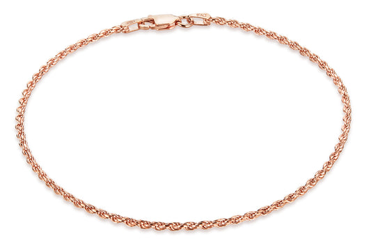 2mm Diamond-Cut Rose Gold Plated Silver Twisted Rope Chain Bracelet