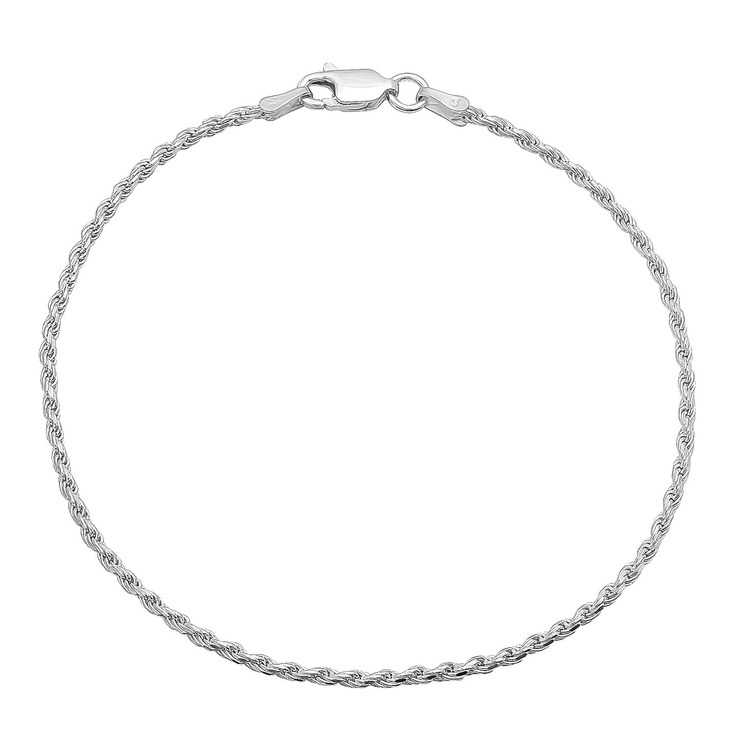 2mm-7mm Solid .925 Sterling Silver Diamond-Cut Twisted Rope Bracelet 7-10" Made in Italy