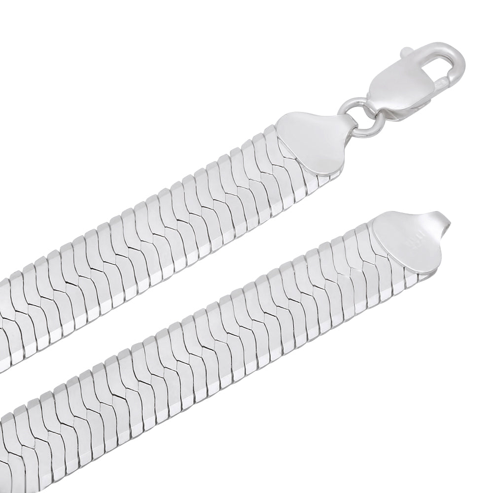 3mm-14mm Solid .925 Sterling Silver Flat Herringbone Chain Necklace or Bracelet 7-30" Made in Italy