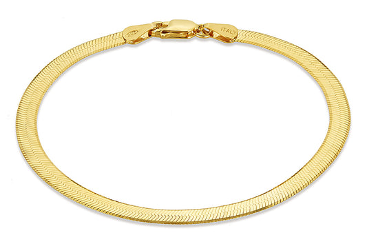 4.5mm Gold Plated Silver Flat Herringbone Chain Bracelet