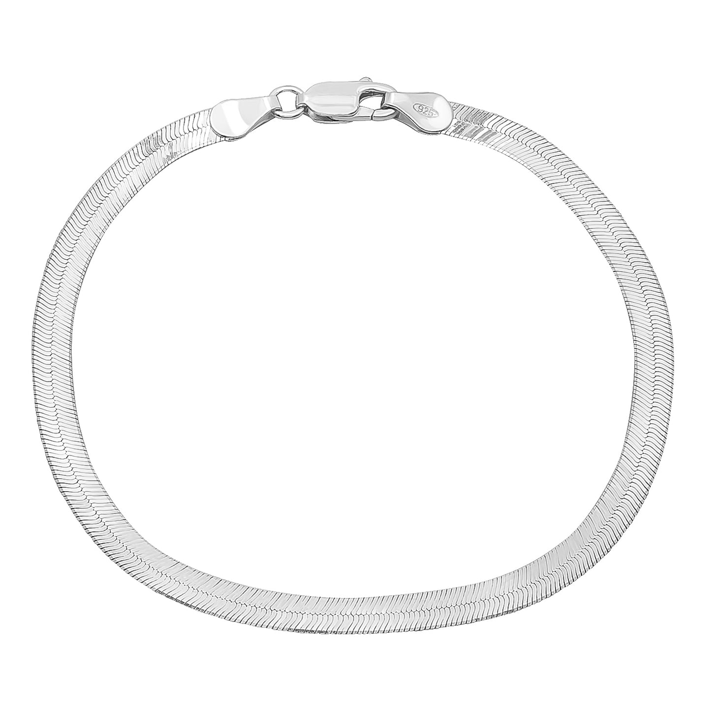 4.5mm Solid .925 Sterling Silver Flat Herringbone Chain Necklace + Gift Box (SKU: SYC080-BX)