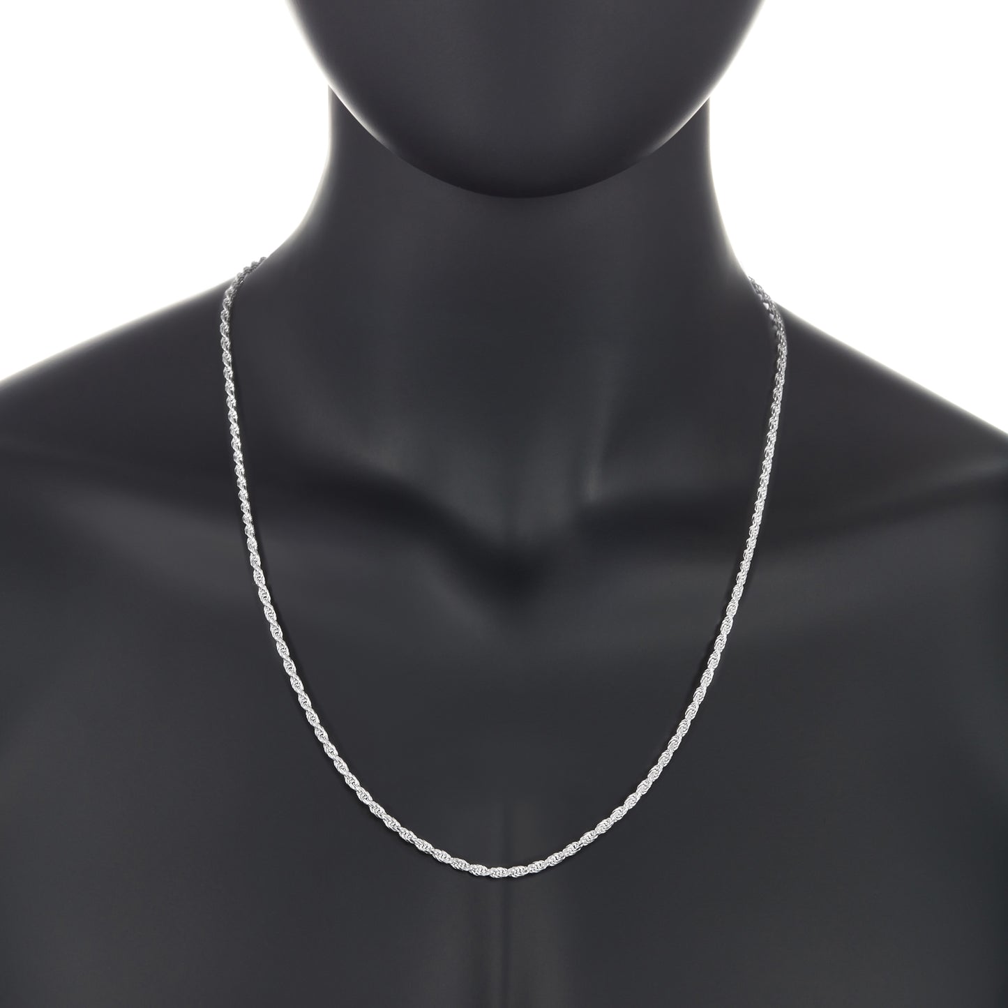 2.6mm .925 Sterling Silver Diamond-Cut Twisted Rope Chain Necklace