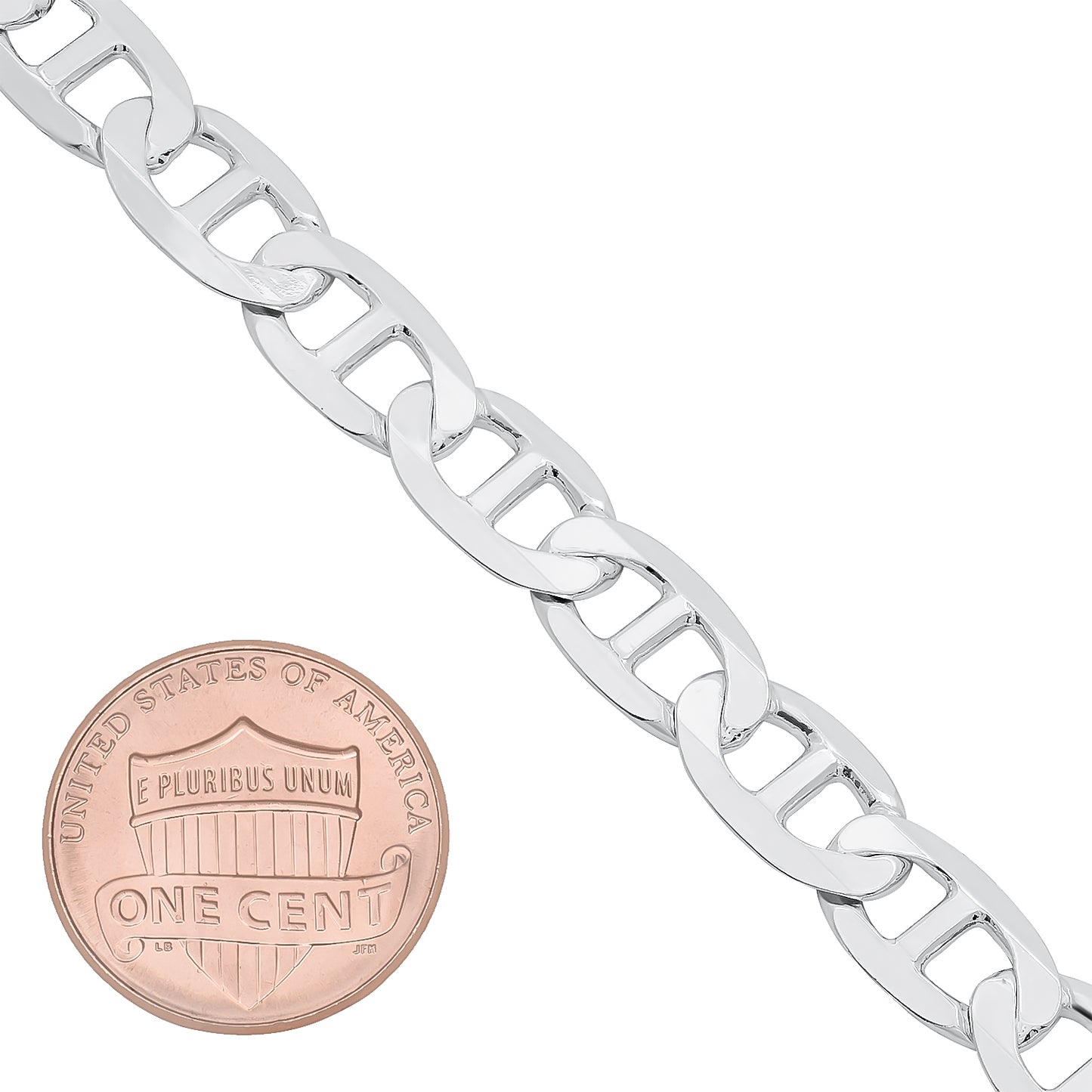 2mm-10mm Thick Solid .925 Sterling Silver Mariner Link Bracelet 7-10" Made in Italy