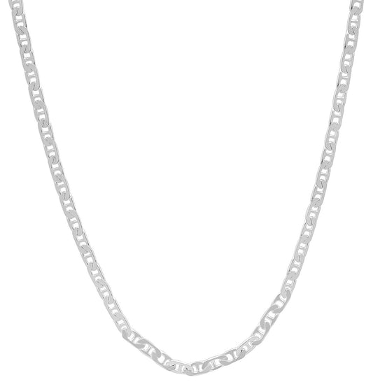 1.8mm High-Polished .925 Sterling Silver (Nickel Free) Flat Mariner Chain Necklace, 7'-30' (SKU: SYC101)