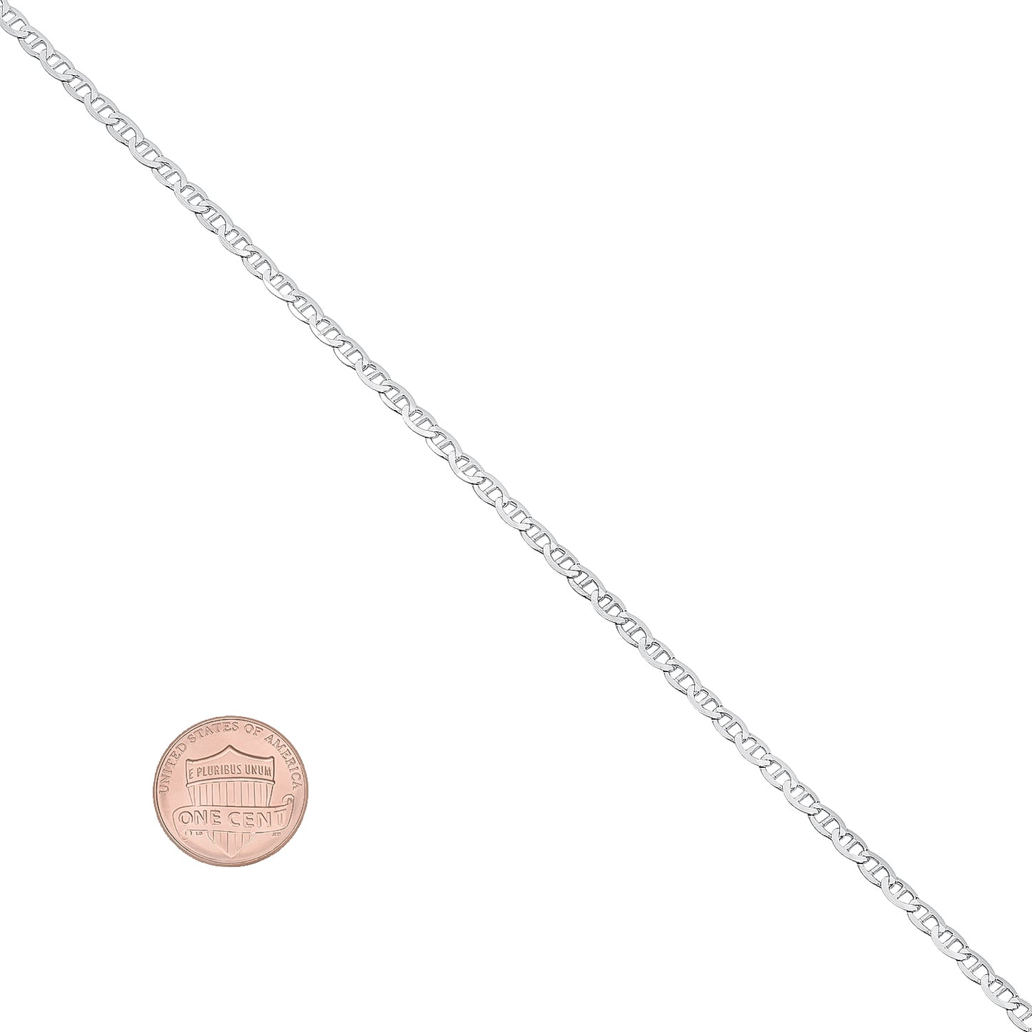 1.8mm Solid .925 Sterling Silver Flat Mariner Chain Necklace + Gift Box