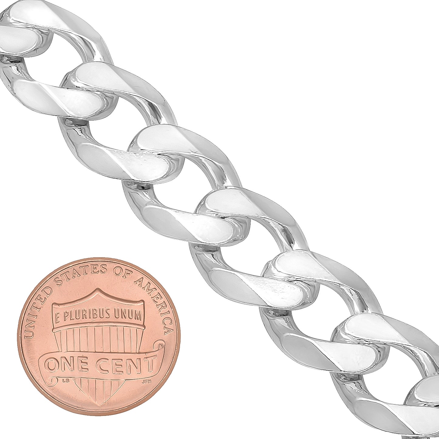 3mm-16mm Solid .925 Sterling Silver Italian Beveled Curb Chain Bracelet