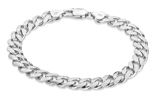 8mm Oxidized .925 Sterling Silver Silver Flat Curb Chain Bracelet