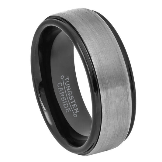 8mm Brushed Black Ion Tungsten Band Ring, Size 7,8,9,10,11,12,13,14,15 (US)