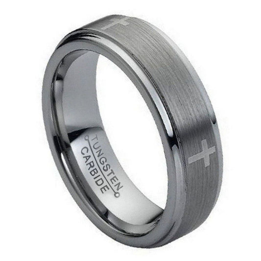 7mm High-Polished Tungsten Silver Band Ring, Size 7,8,9,10,11,12,13,14,15 (US)