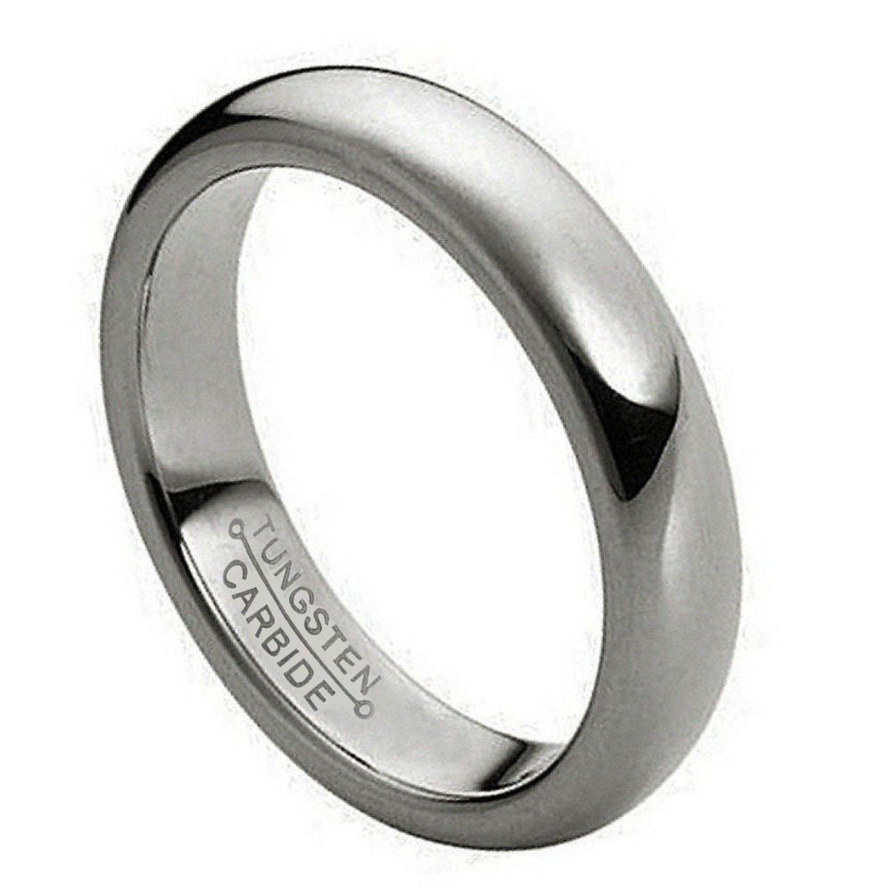 2mm High-Polished Tungsten Silver Domed Band Ring, Size 5,6,7,8,9,10,11,12,13,14,15 (US)