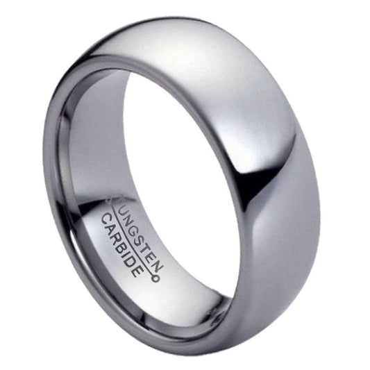 High-Polished Tungsten Silver Band Ring + Jewelry Cloth & Pouch