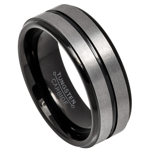 8mm Brushed Black Ion Tungsten Band Ring, Size 7,8,9,10,11,12,13,14,15 (US)