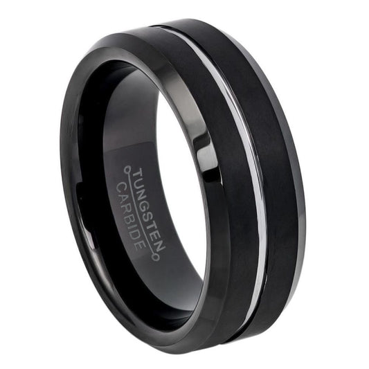 8mm Polished Black Ion Tungsten Band Ring, Size 7,8,9,10,11,12,13,14,15 (US)