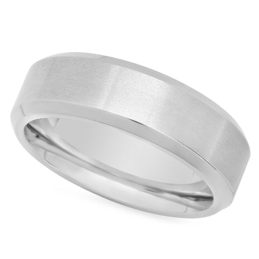 Titanium 8mm Comfort Fit Ring w/Brushed Center & Polished Edges + Microfiber