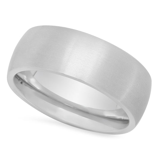 Titanium 8mm Domed Comfort Fit Wedding Ring w/Brushed Exterior + Microfiber