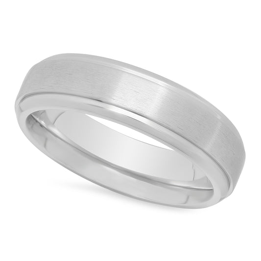 Titanium 9mm Comfort Fit Wedding Ring with Brushed Center + Microfiber