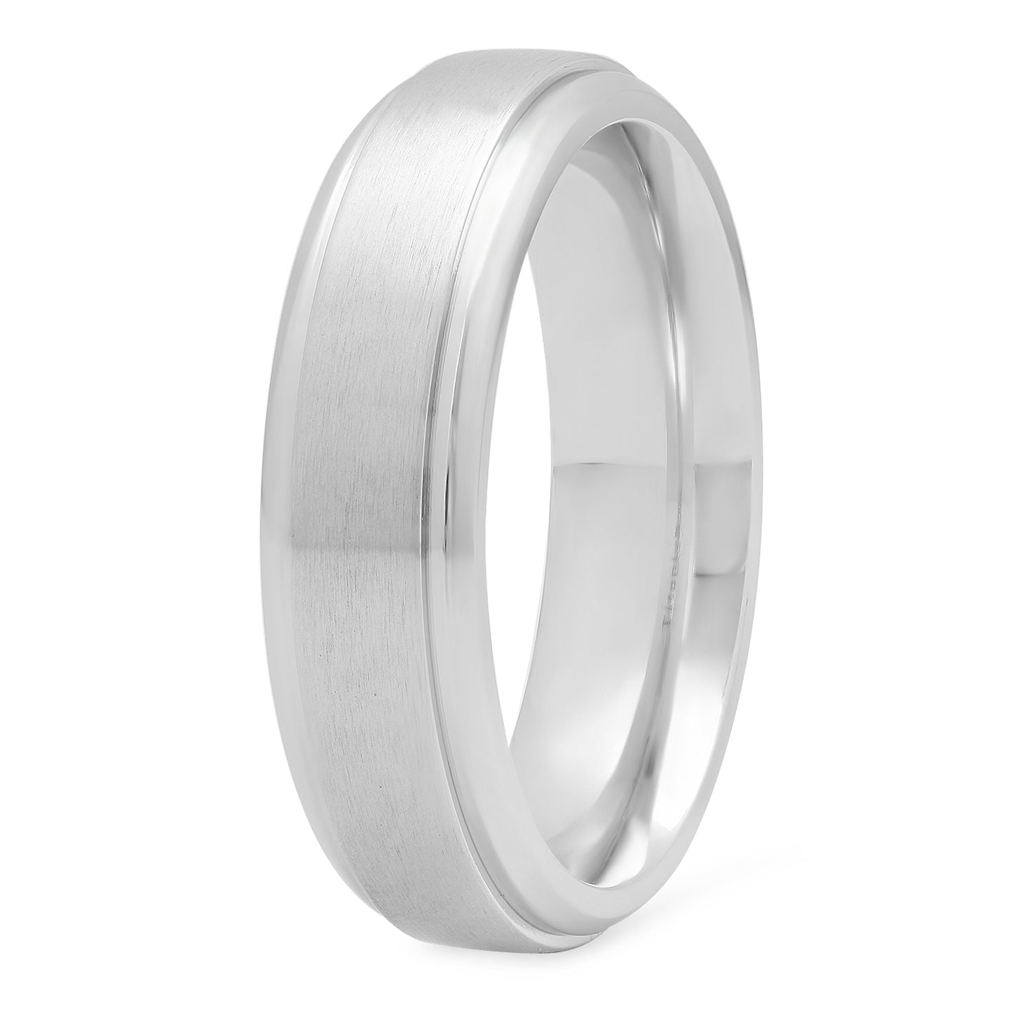 Titanium 9mm Comfort Fit Wedding Ring with Brushed Center + Microfiber