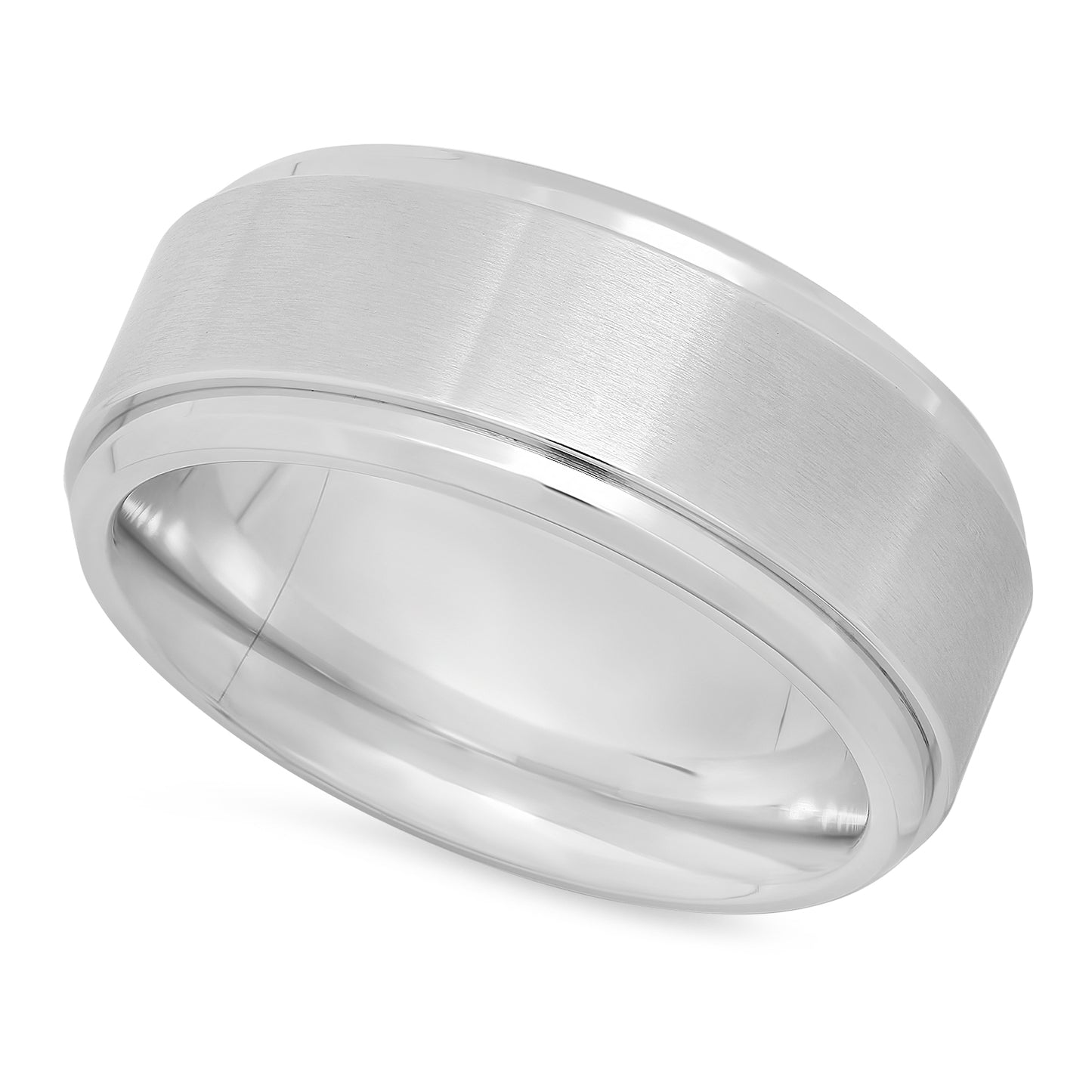 Titanium 7.6mm Comfort Fit Wedding Ring with Brushed Center + Microfiber