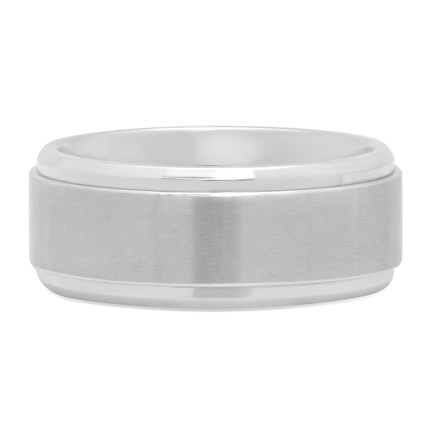 Titanium 7.6mm Comfort Fit Wedding Ring with Brushed Center + Microfiber