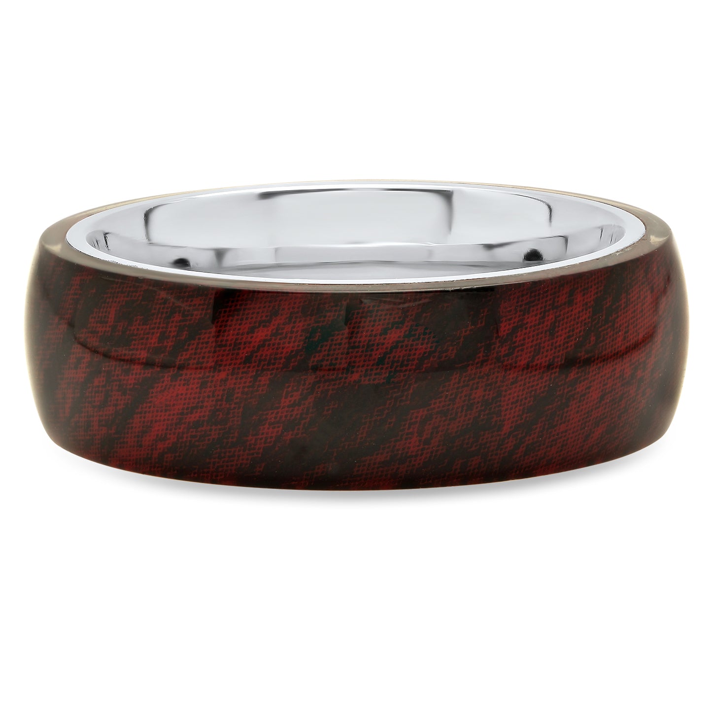 Titanium 8mm Domed Comfort Fit Ring w/Hawaiian Koa Wood Exterior + Microfiber