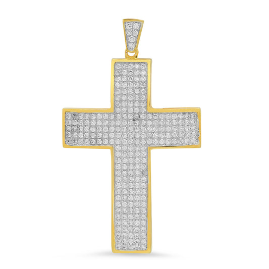 Large Hip Hop 25.3mm x 35.5mm Two-Tone 14k Gold CZ Bling Cross Pendant