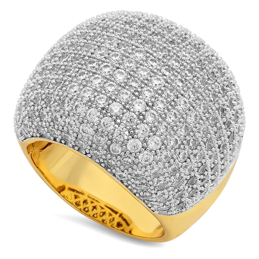 Two Tone Gold Plated Micropave CZ Ring