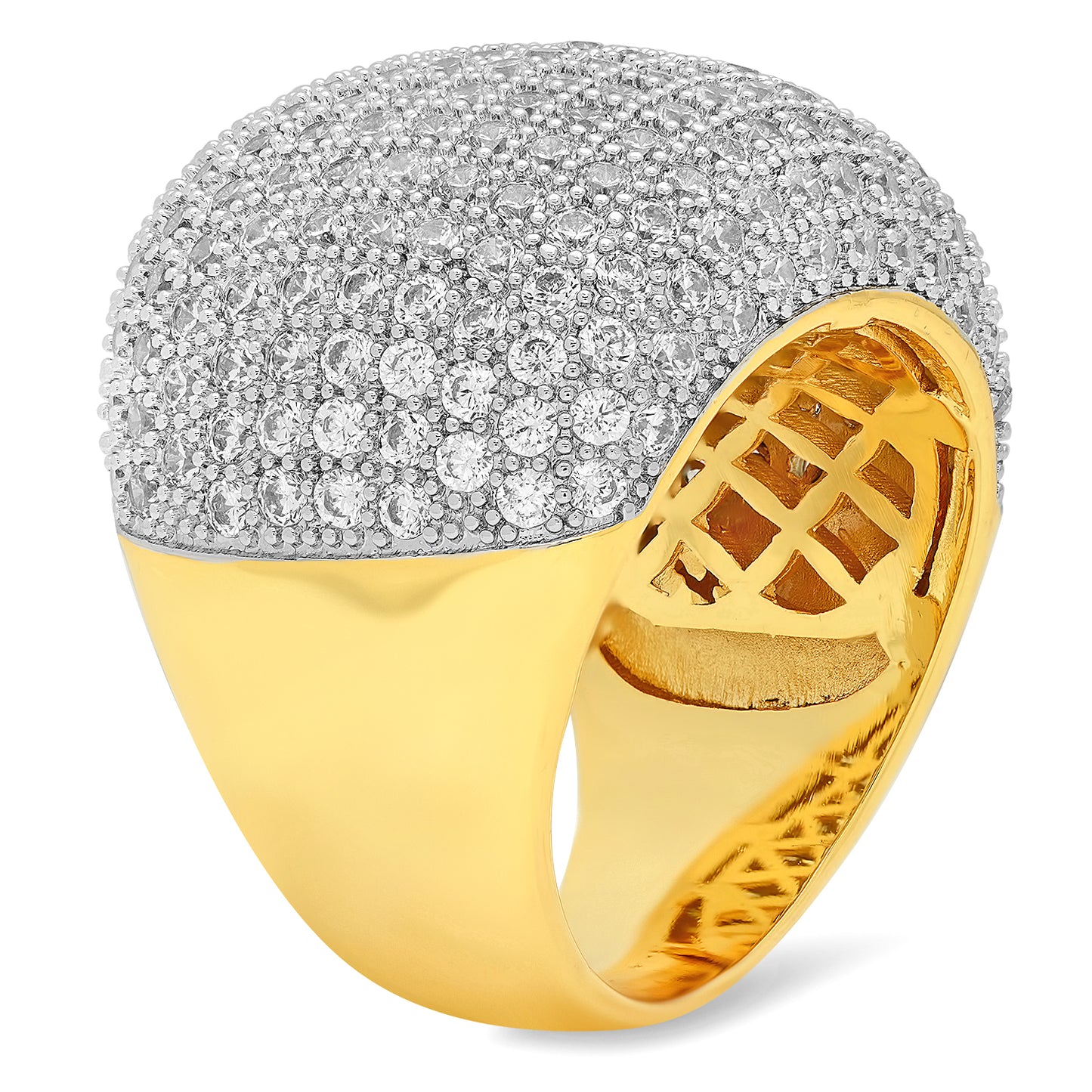 Two Tone Gold Plated Micropave CZ Ring