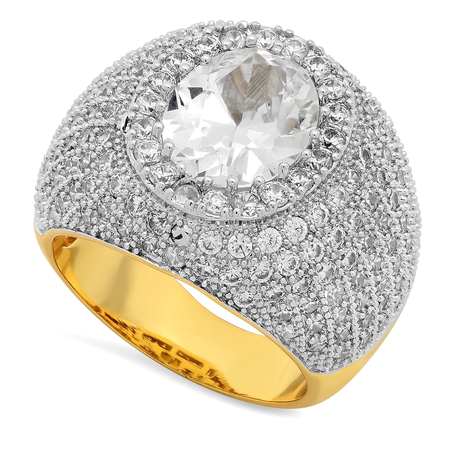 Two Tone Gold Plated Micropave CZ Ring