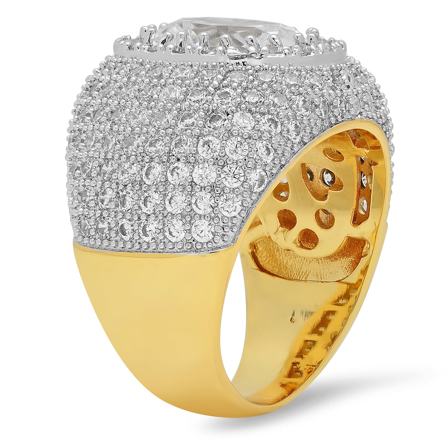 Two Tone Gold Plated Micropave CZ Ring