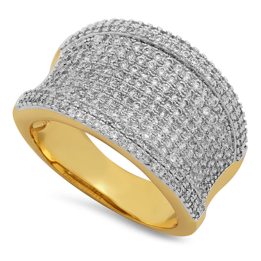 Two Tone Gold Plated Micropave CZ Ring