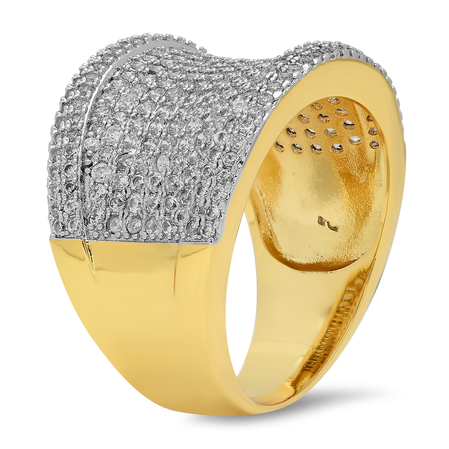 Two Tone Gold Plated Micropave CZ Ring