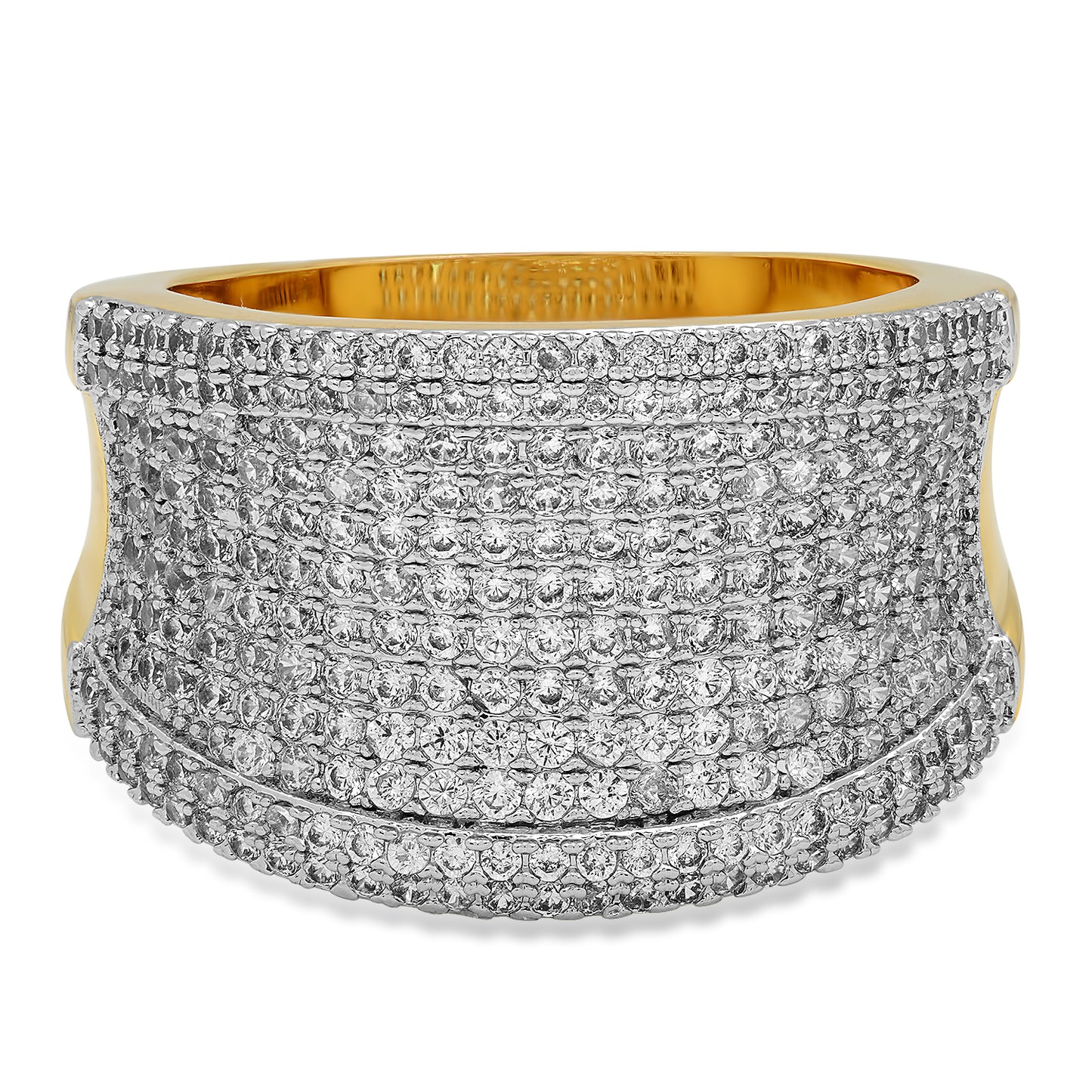 Two Tone Gold Plated Micropave CZ Ring