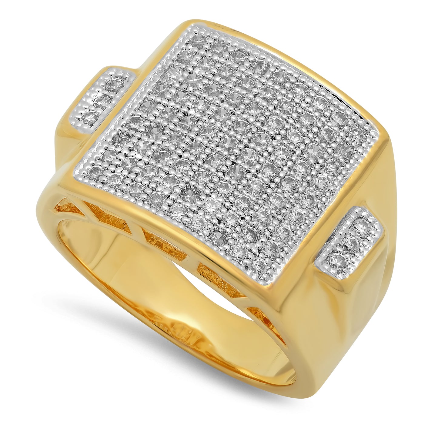 Two Tone Gold Plated Micropave CZ Ring