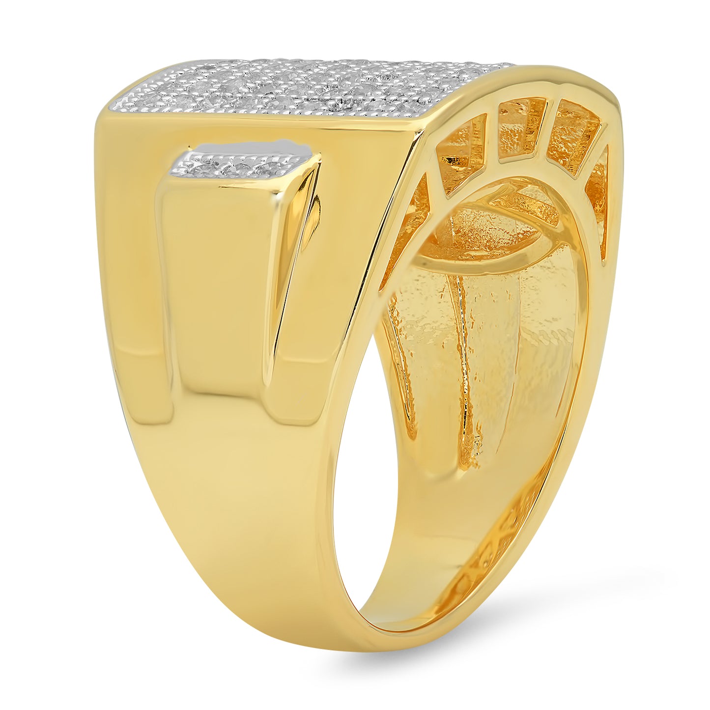 Two Tone Gold Plated Micropave CZ Ring