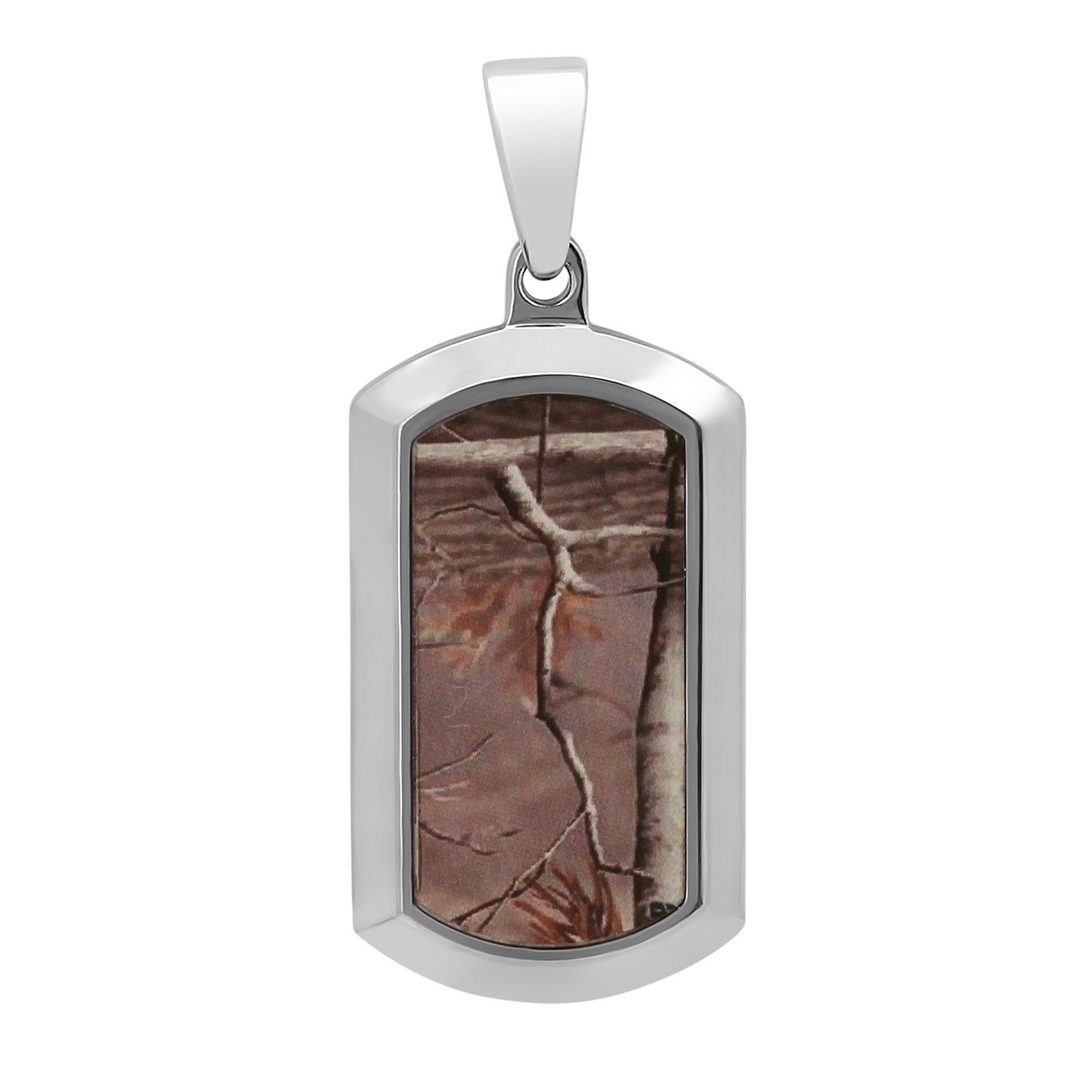 Titanium w/Woodland Camouflage Inlay 22mm x 43mm Dog Tag Pendant