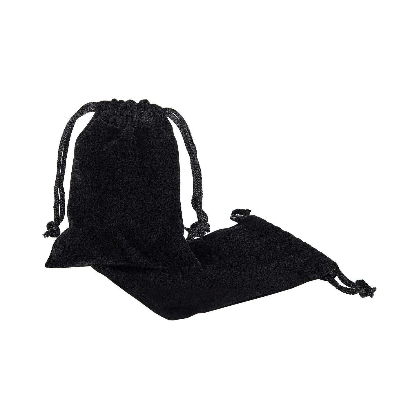 Black Velvet Cloth Jewelry Pouch / Drawstring Bag + Microfiber Polishing Cleaning Cloth